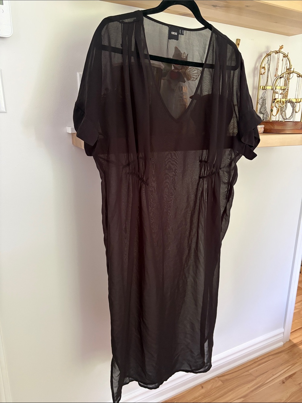 ASOS Black Sheer V-Neck Kaftan Cover-Up